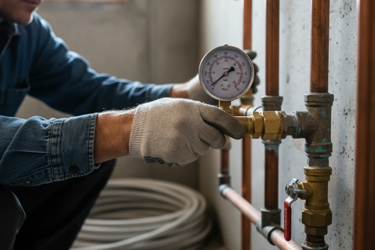 Pressure testing a repaired line during Water Line Repair in Racine